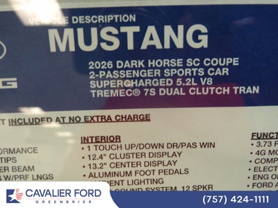 2026 Ford Mustang Dark Horse