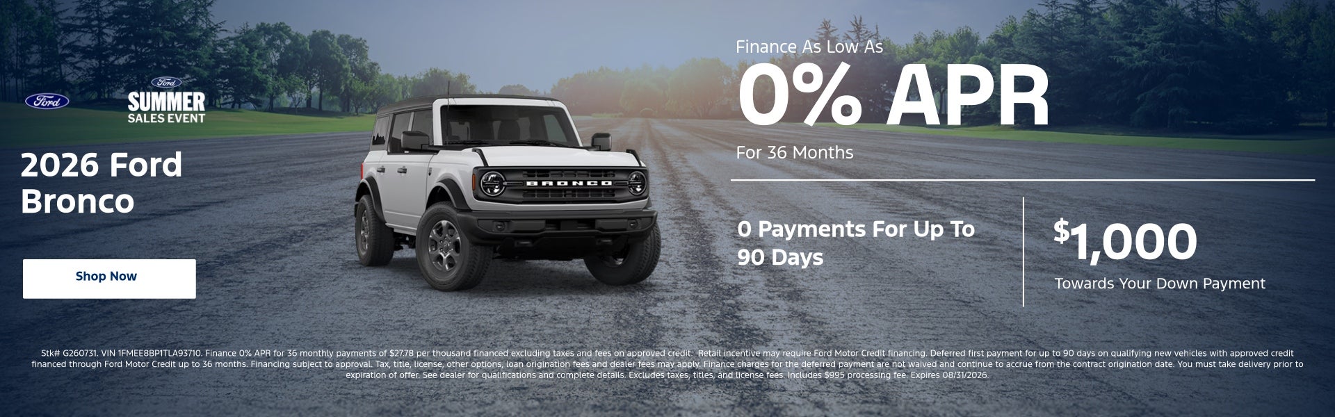 2026 Ford Bronco Finance As Low As 0% APR For 36 Months	 