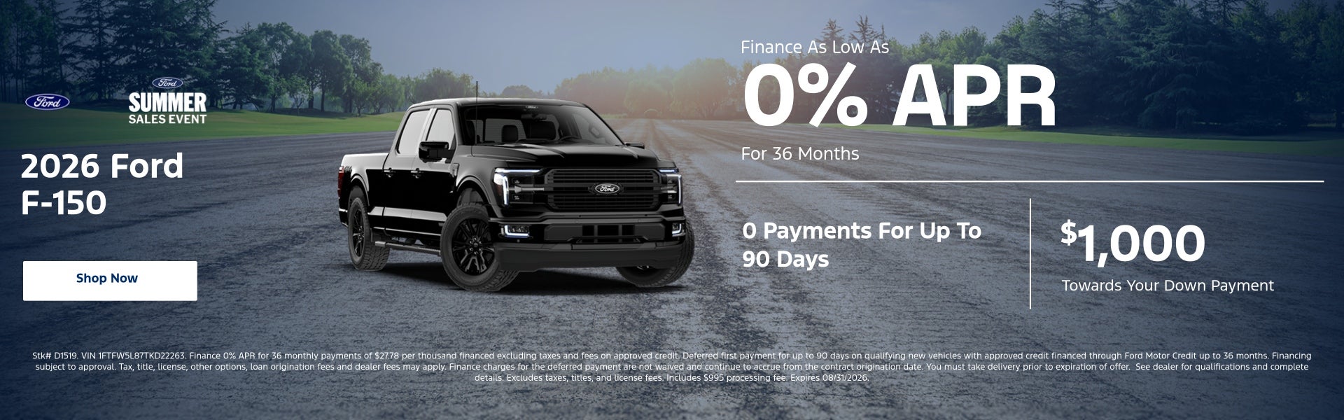 2026 Ford F-150 Finance As Low As 0% APR For 36 Months	 0