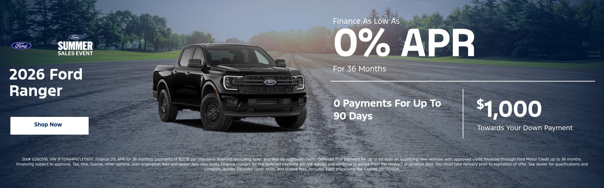 2026 Ford Ranger Finance As Low As 0% APR For 36 Months	 